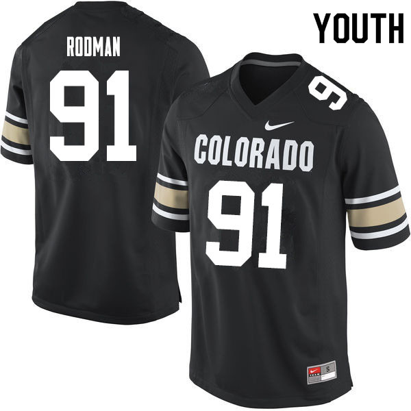 Youth #91 Na'im Rodman Colorado Buffaloes College Football Jerseys Sale-Home Black